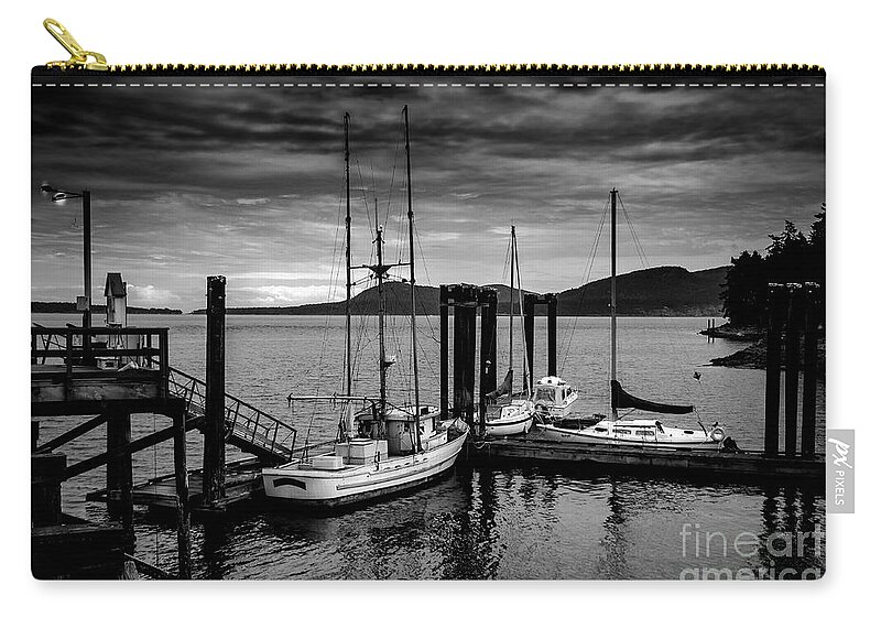Boats Zip Pouch featuring the photograph Docked for the Night by Barry Weiss