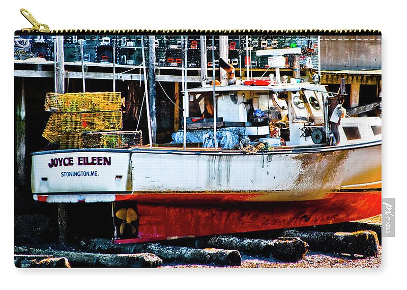 Lobster Boat. Stonington Maine Zip Pouch featuring the photograph Dockside Stonington by Jeff Cooper