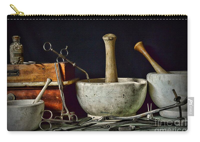Paul Ward Zip Pouch featuring the photograph Doctor All those Medical Instruments by Paul Ward