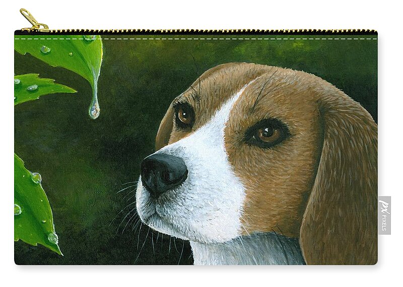 Dog Zip Pouch featuring the painting Dog 116 by Lucie Dumas