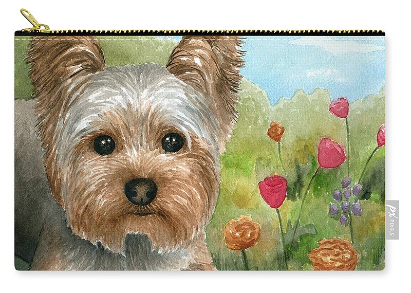 Dog Zip Pouch featuring the painting Dog 117 by Lucie Dumas