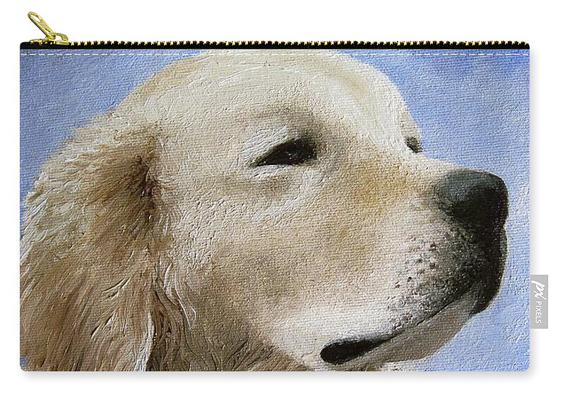 Dog Zip Pouch featuring the painting Dog 98 by Lucie Dumas