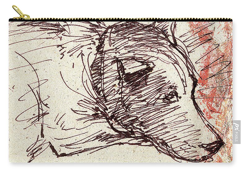 Dog Zip Pouch featuring the drawing Dog Sketch by Nato Gomes