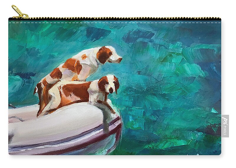 Hope Town Carry-all Pouch featuring the painting Doggy Boat Ride by Josef Kelly