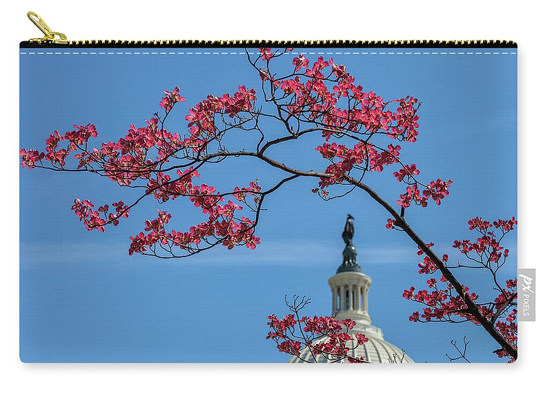 City Zip Pouch featuring the photograph Dogwood Over The Capitol by Jonathan Nguyen