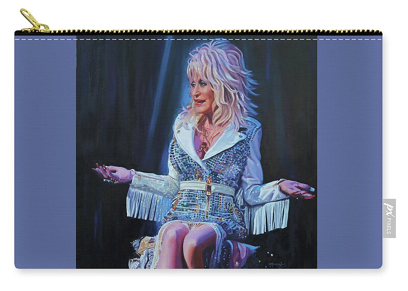 Dolly Parton Painting Zip Pouch featuring the painting Heartsong - Dolly Parton by Maria Modopoulos