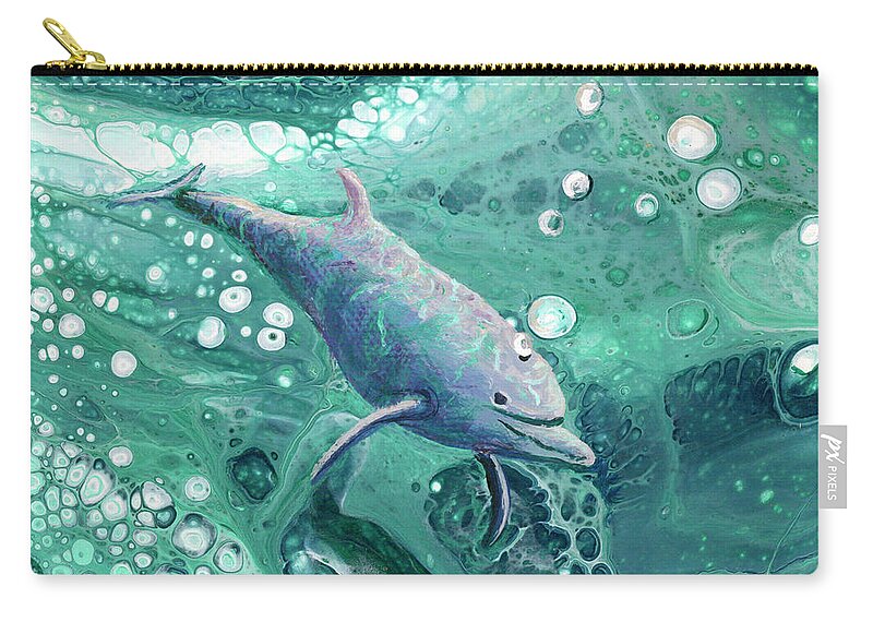 Animal Carry-all Pouch featuring the painting Dolphin Magic by Darice Machel McGuire