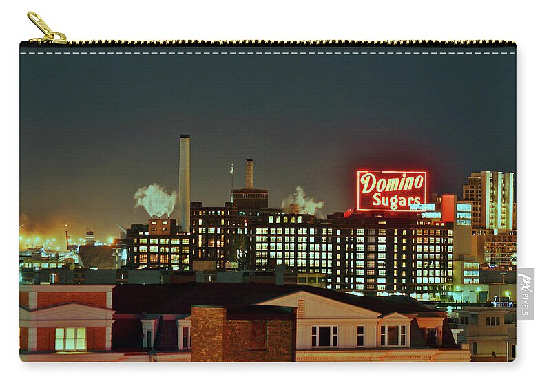Skyline Zip Pouch featuring the photograph Domino Sugar Skyline by La Dolce Vita