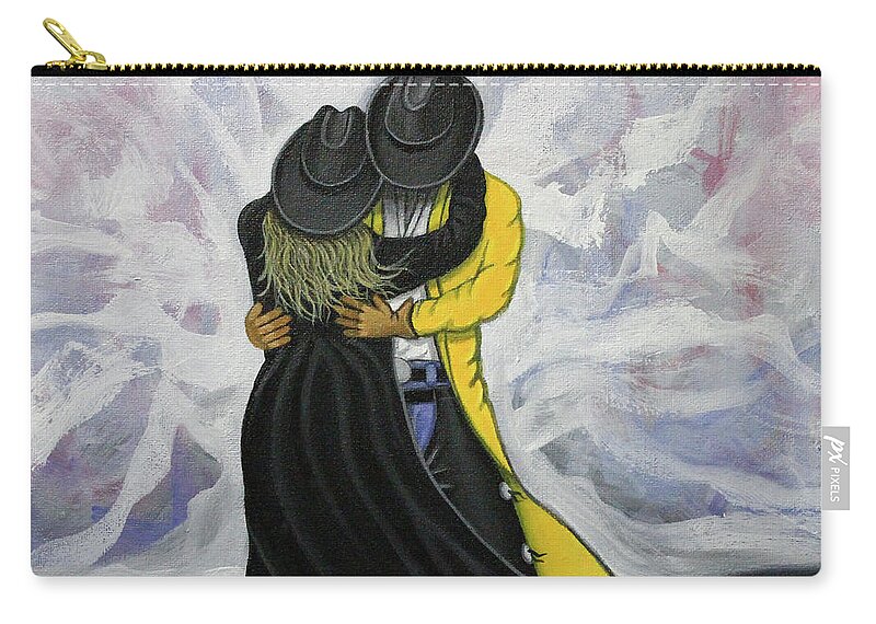 Cowgirl And Cowboy Zip Pouch featuring the painting Don't Worry by Lance Headlee
