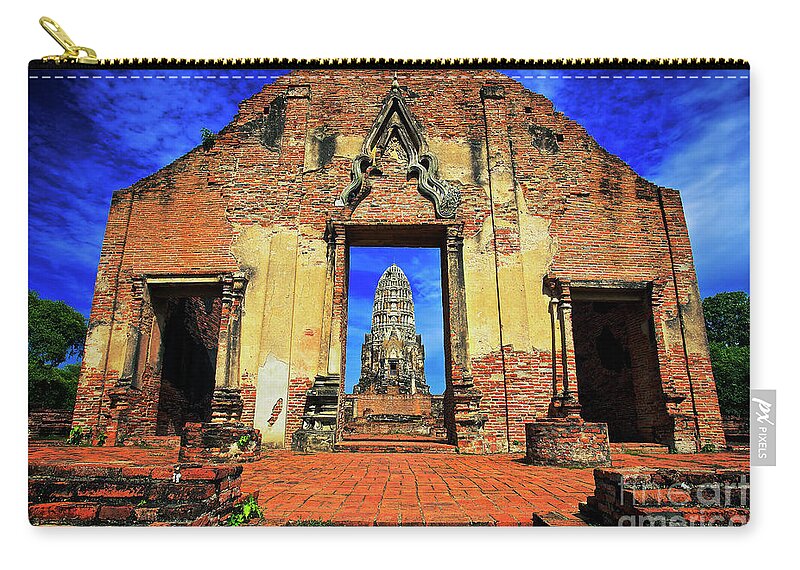 Ayuthaya Zip Pouch featuring the photograph Doorway to Wat Ratburana in Ayutthaya, Thailand by Sam Antonio