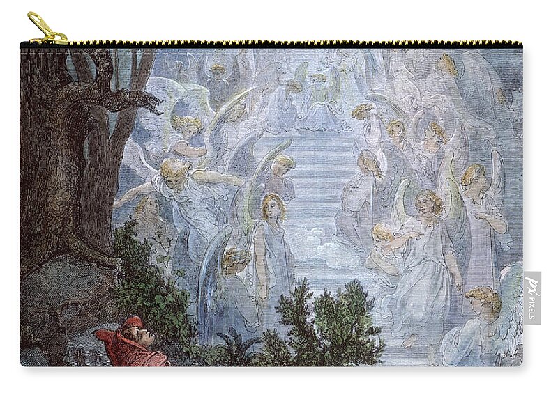 19th Century Zip Pouch featuring the drawing Jacobs Dream by Gustave Dore