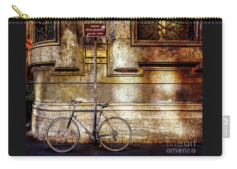 Italy Zip Pouch featuring the photograph Doria Pamphilj Bicycle by Craig J Satterlee
