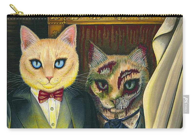 Dorian Gray Zip Pouch featuring the painting Dorian Gray as a Cat by Carrie Hawks