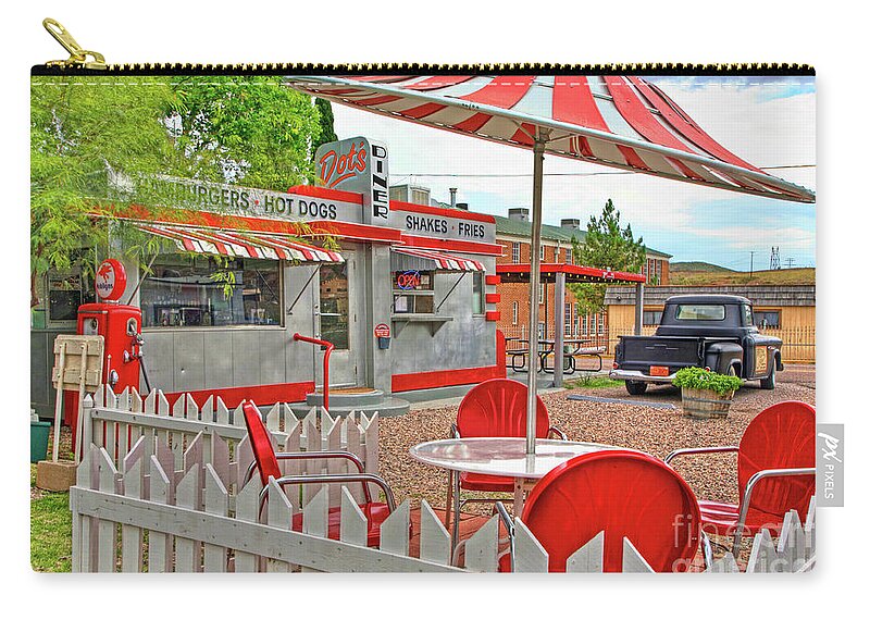 Dot's Diner Zip Pouch featuring the photograph Dot's Diner in Bisbee Arizona by Charlene Mitchell