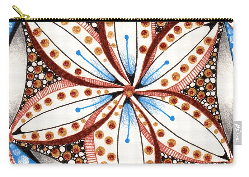 Zentangle Zip Pouch featuring the drawing Dotted Zendala by Jan Steinle
