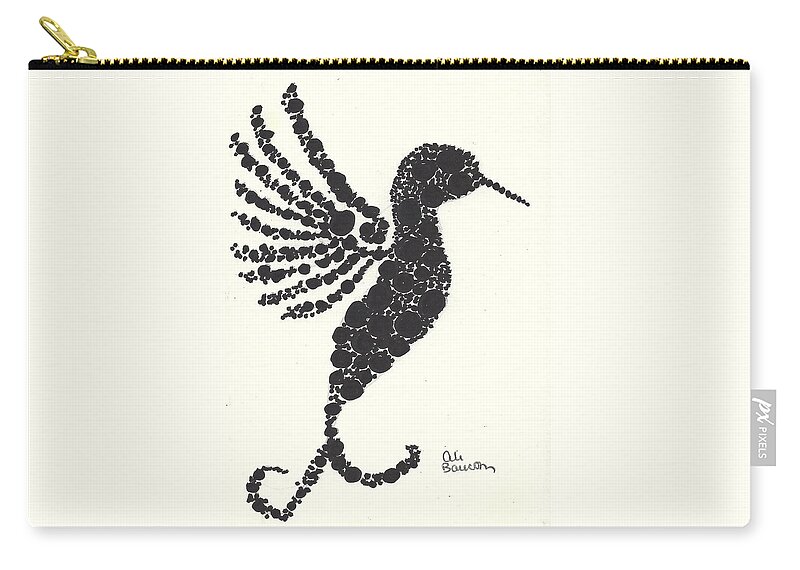 Hummingbird Zip Pouch featuring the drawing Dottie by Ali Baucom