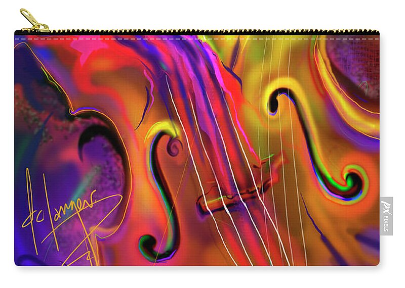 Guitar Zip Pouch featuring the painting Double Bass Solo by DC Langer