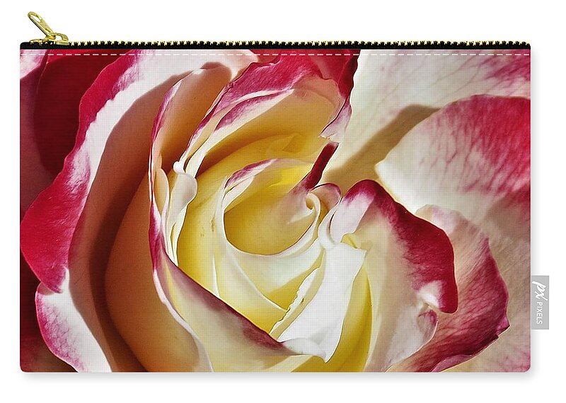 Rose Zip Pouch featuring the photograph Double Delight Rose by Jerry Connally