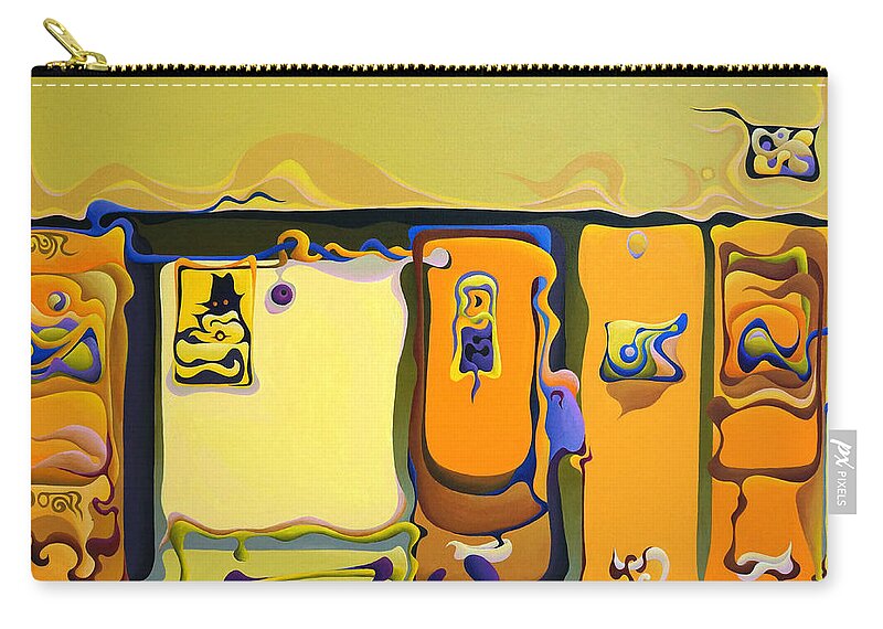 Double Zip Pouch featuring the painting Double Door Power Play by Amy Ferrari