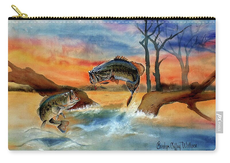 Nature Zip Pouch featuring the painting Double Jump Detail by Carolyn Coffey Wallace