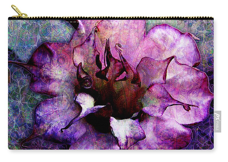 Nature Zip Pouch featuring the digital art Double Purple Datura by Barbara Berney