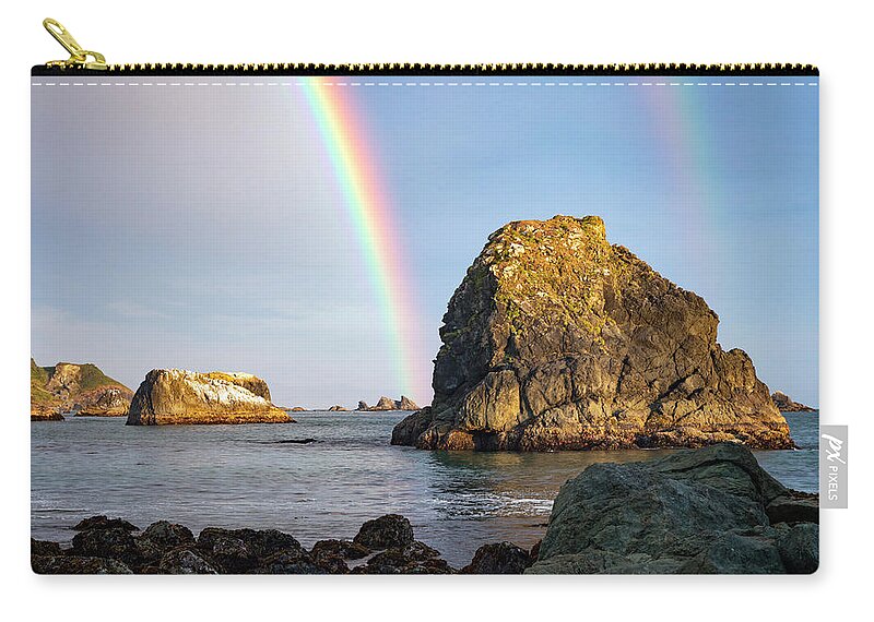 Oregon Zip Pouch featuring the photograph Rainbows and Seastacks by Rick Pisio