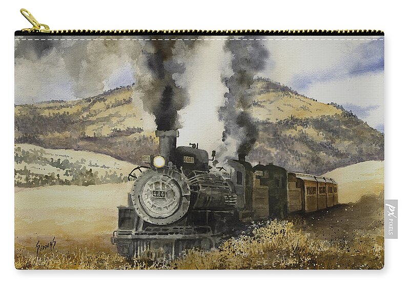 Train Zip Pouch featuring the painting Double Teamin to Cumbres Pass by Sam Sidders