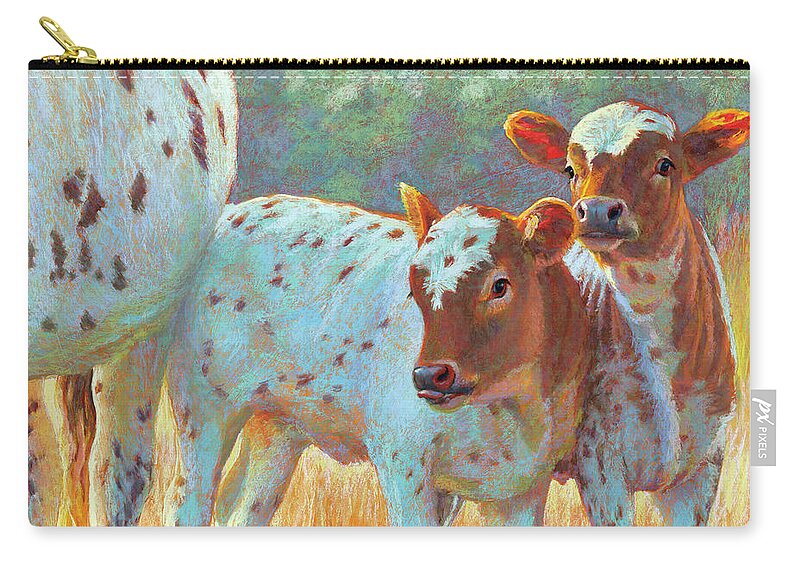 Longhorns Zip Pouch featuring the pastel Double Trouble by Rita Kirkman
