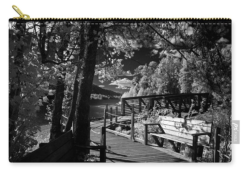 B&w Zip Pouch featuring the photograph Dover Boardwalk by Lee Santa