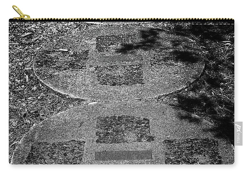 Forest Zip Pouch featuring the photograph Dow Gardens Paving Stone Path BW by Mary Bedy