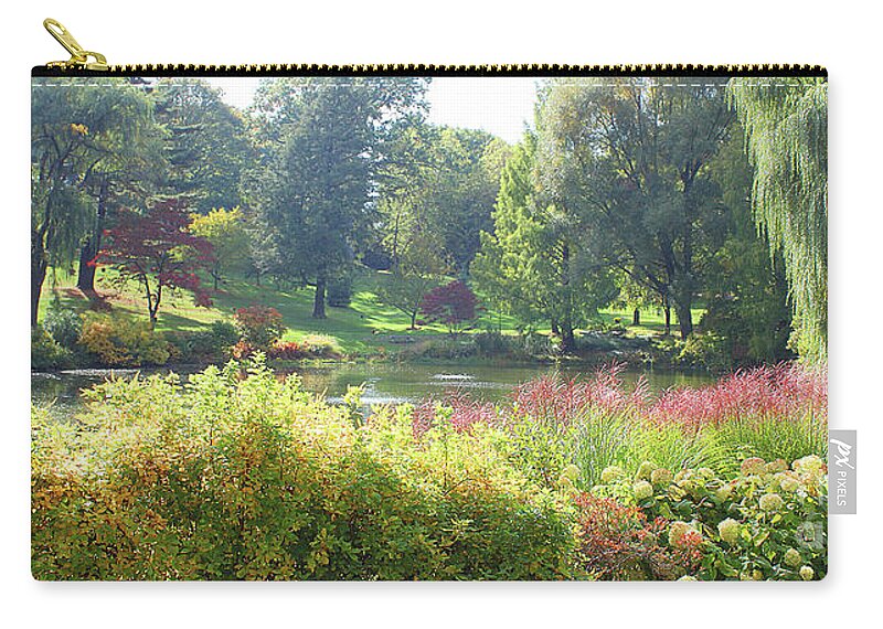 Landscape Zip Pouch featuring the photograph Down By the Pond by Rita Brown