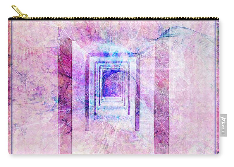 Pink Zip Pouch featuring the digital art Down the Hall by Barbara Berney