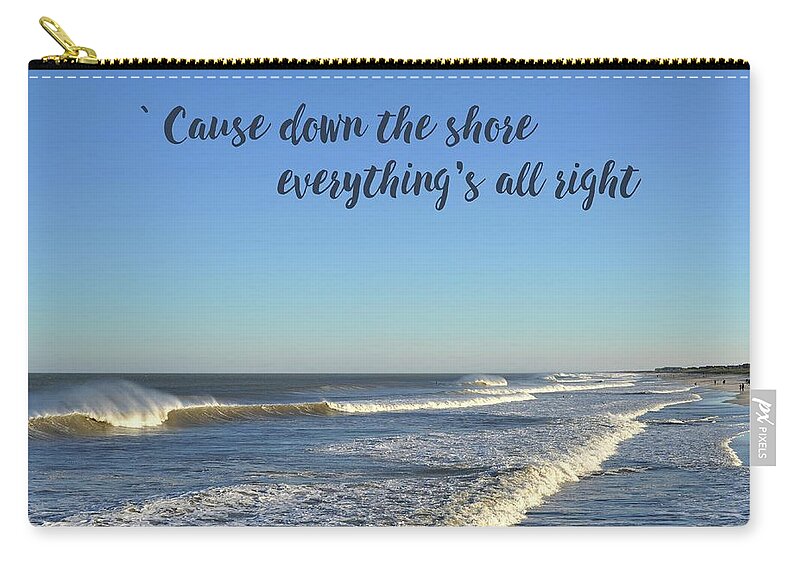 Terry D Photography Zip Pouch featuring the photograph Down The Shore Seaside Heights Blue Quote by Terry DeLuco