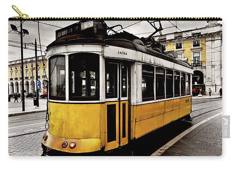 Lisbon Zip Pouch featuring the photograph Downtown by Jorge Maia