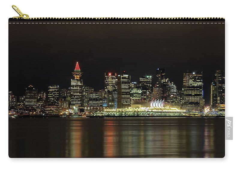 Alex Lyubar Carry-all Pouch featuring the photograph Downtown of Vancouver City night time by Alex Lyubar