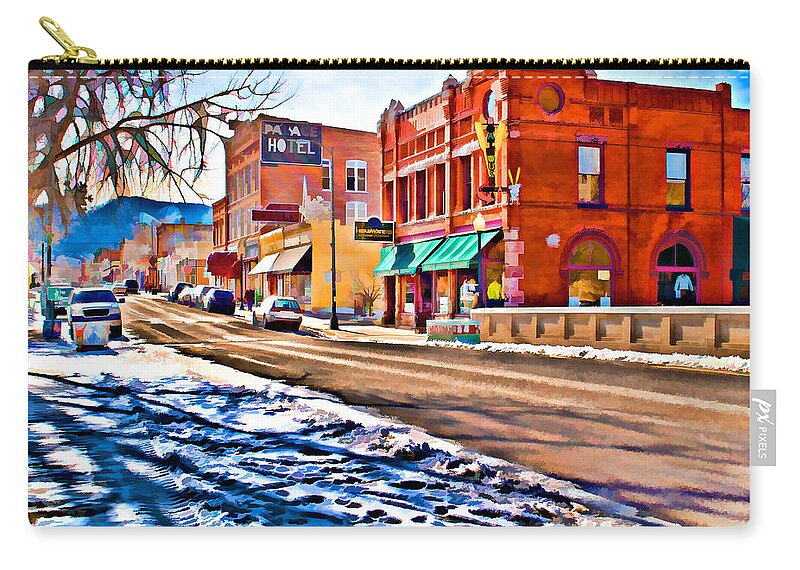Downtown Zip Pouch featuring the photograph Downtown Salida hotels by Charles Muhle