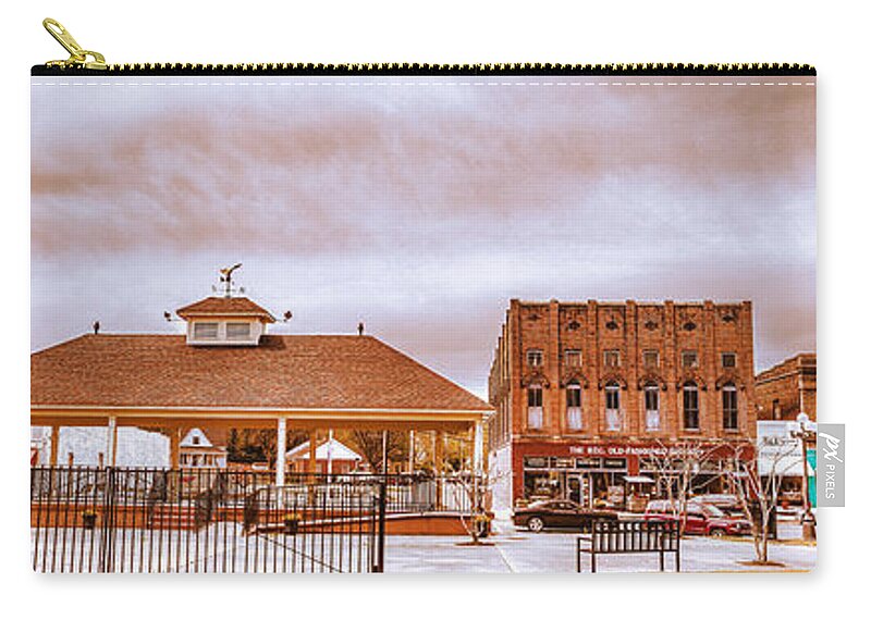 Downtown Zip Pouch featuring the photograph Downtown Water Valley USA - Panoramic Landscape by Barry Jones