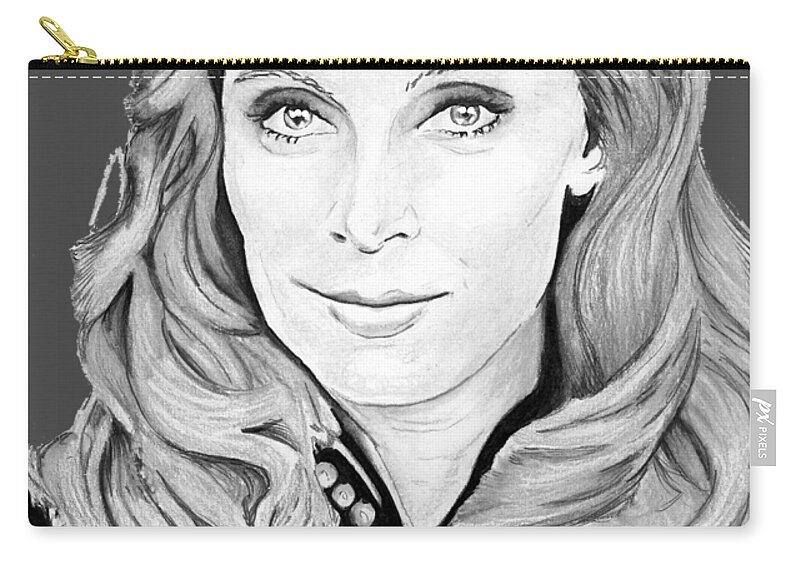 Star Zip Pouch featuring the drawing Dr. Beverly Crusher by Bill Richards