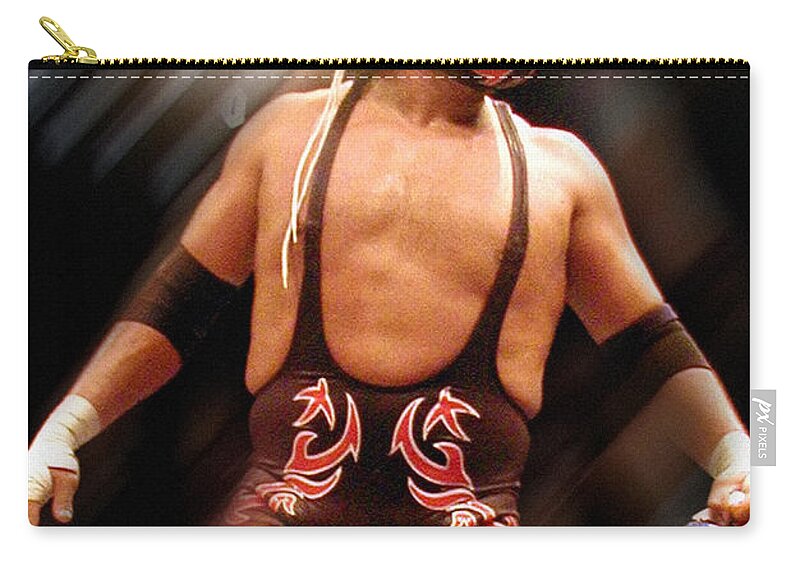 Lucha Libre Zip Pouch featuring the photograph Dr. Wagner With The Mask of Atlantis - lucha libre blur by Dorothy Lee