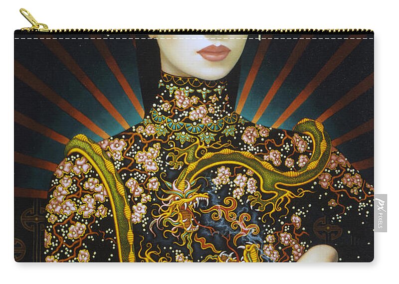Oriental Zip Pouch featuring the painting Dragon Smoke by Jane Whiting Chrzanoska