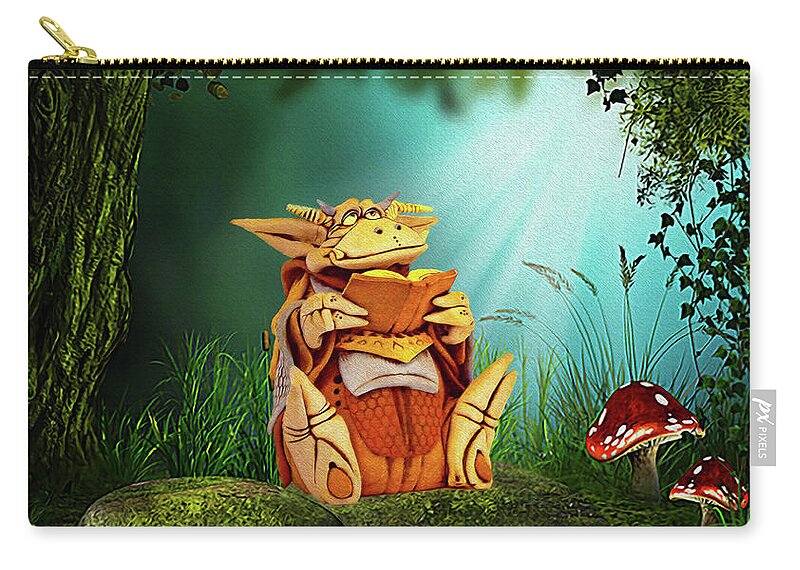 Surreal Zip Pouch featuring the digital art Dragon Tales by Kathy Kelly