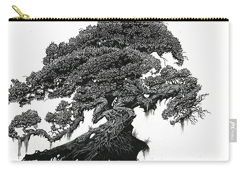 Dragon Zip Pouch featuring the drawing Dragon Tree by Stanley Morrison