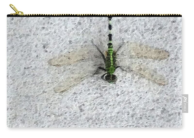 Dragonfly Zip Pouch featuring the painting Dragonfly by George Pedro
