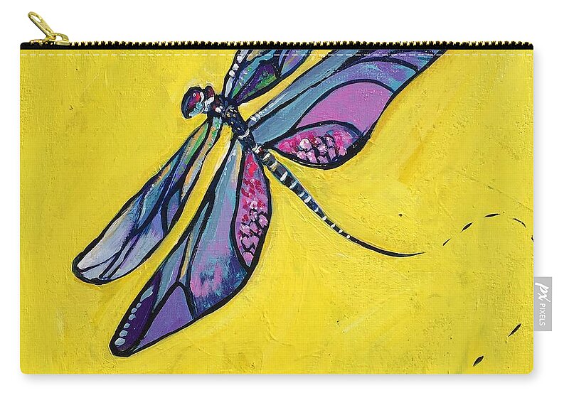 Dragonfly Zip Pouch featuring the painting Dragonfly by Kim Heil