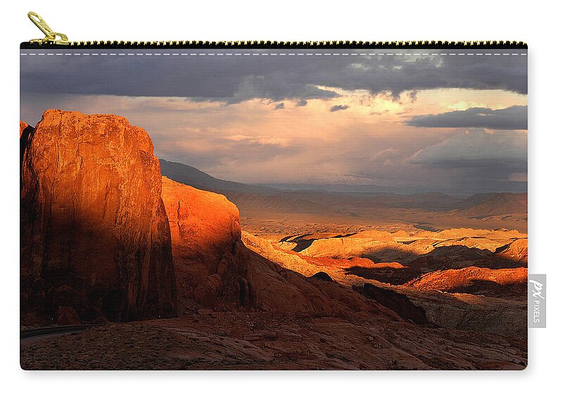 Dramatic Carry-all Pouch featuring the photograph Dramatic Desert Sunset by Ted Keller