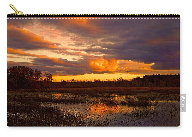 Sunset Zip Pouch featuring the photograph Dramatic sky after sunset by Lilia S