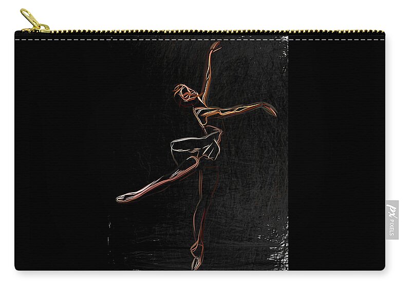 Female Zip Pouch featuring the digital art Drawing of a colorful Ballerina by Humphrey Isselt