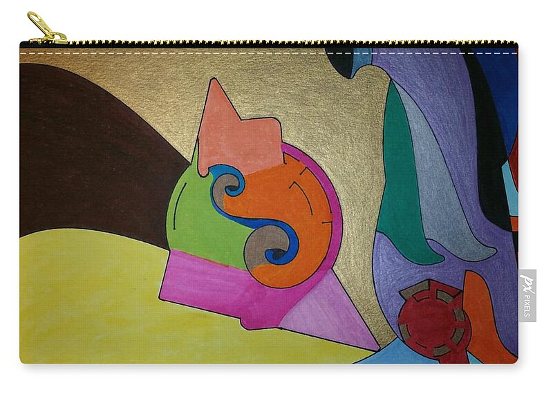 Geometric Art Zip Pouch featuring the painting Dream 310 by S S-ray