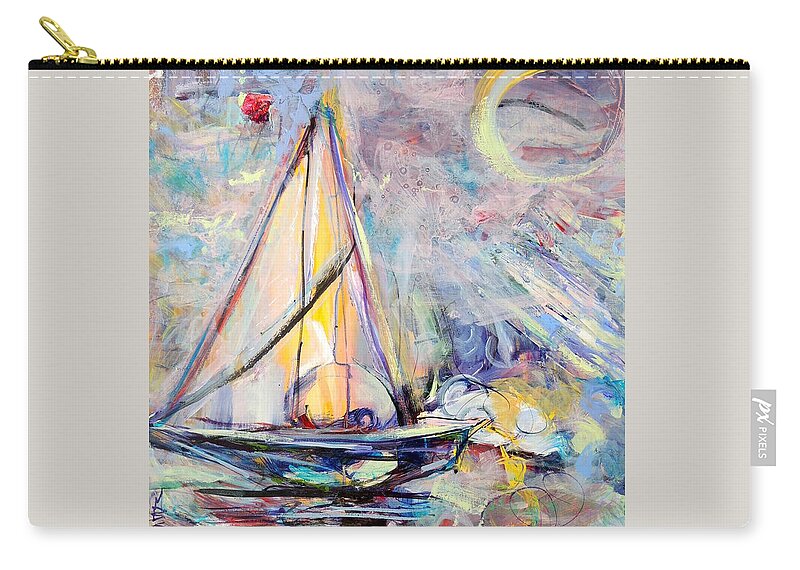 Schiros Zip Pouch featuring the painting Dream Boat by Mary Schiros