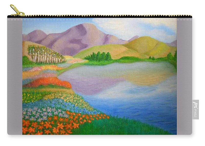 Mountains Zip Pouch featuring the painting Dream Land by Sheri Keith